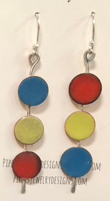 Silver and enamel earrings
