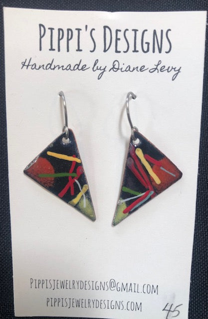 Copper enamel earrings