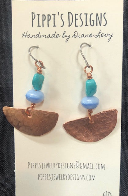 Copper, Turquoise, and Larimer earrings