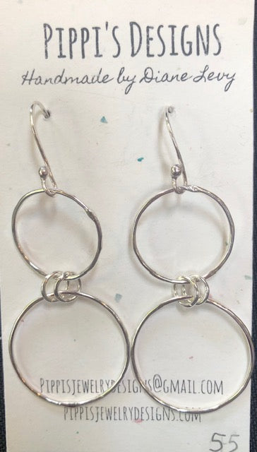 Silver dangly open circle earrings