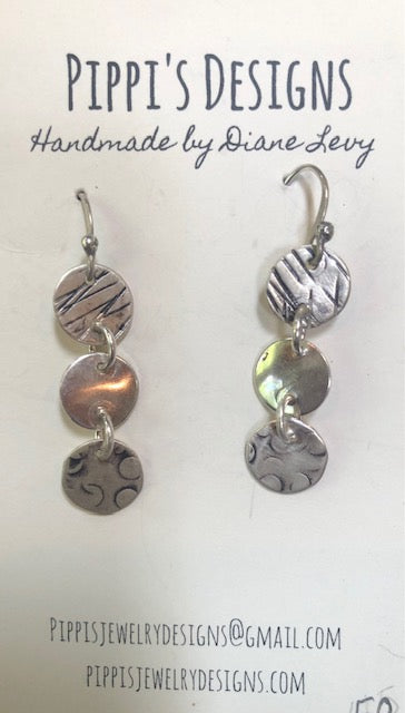 Three-circle dangly Silver earrings