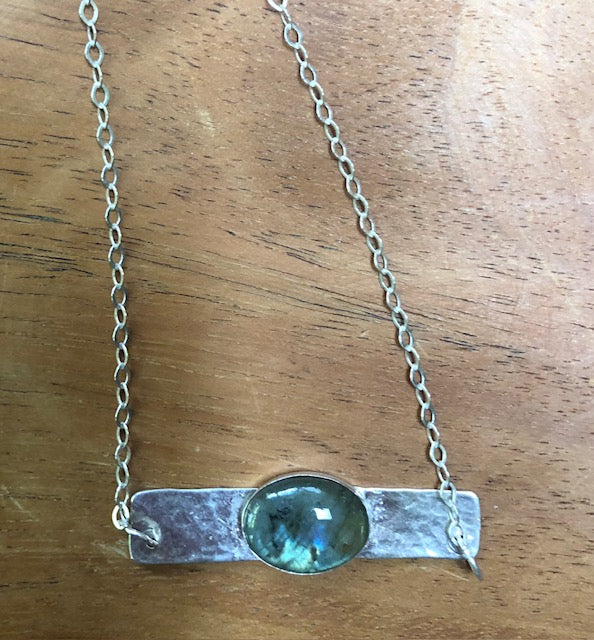 Silver and labradorite necklace