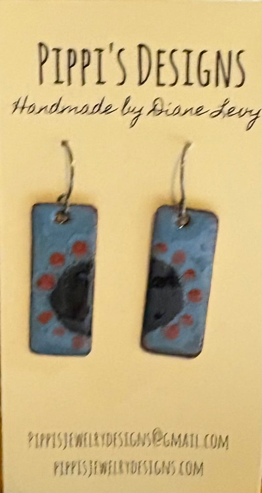 Copper enamel  earrings
