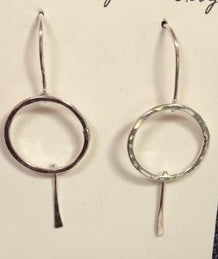 Silver circle and line earrings