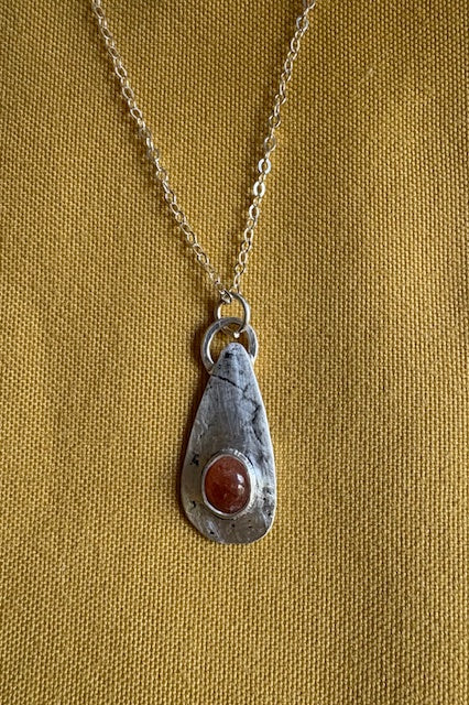 Silver and Orange Sunstone necklace